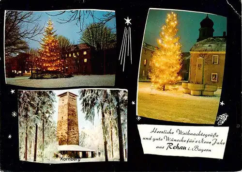 AK / Ansichtskarte  Rehau_Bayerische_Ostmark zur Weihnachtszeit Christbaum Kornberg Aussichtsturm