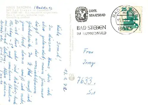 AK / Ansichtskarte  Bad_Steben Gaestehaus Pension Haus Saxonia