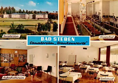 AK / Ansichtskarte 73940551 Bad_Steben Sanatorium Frankenwarte Kneippbad Aufenthaltsraum Speisesaal