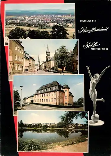 AK / Ansichtskarte  Selb_Oberfranken_Bayern Panorama Porzellanstadt Motive Stadtzentrum Partie am Wasser