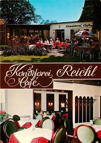 AK / Ansichtskarte 73940560 Bad_Steben Konditorei Café Reichl Gastraum Gartenterrasse