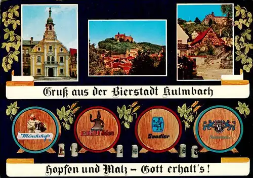 AK / Ansichtskarte 73940585 Kulmbach Teilansichten Bierstadt Spruch Hopfen und Malz Gott erhalt's