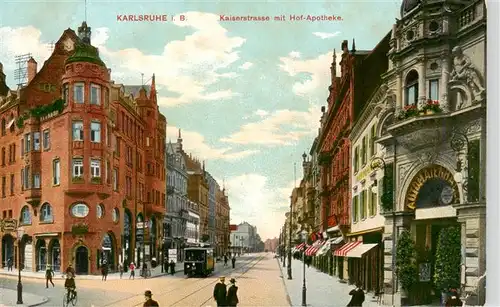 AK / Ansichtskarte  Karlsruhe_Baden Kaiserstrasse mit Hof Apotheke