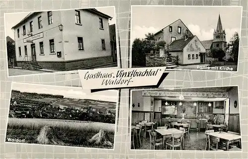 AK / Ansichtskarte  Waldorf__Remagen_Ahrweiler Gasthaus Vinxtbachtal Partie mit Kirche Waldorf Gaststube