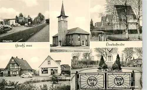 AK / Ansichtskarte  Harksheide_Norderstedt Ortspartien Kirche Ehrenmal in Glashuette