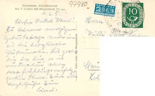 AK / Ansichtskarte  Bad_Mergentheim Diaetkurheim Villa Schoenblick