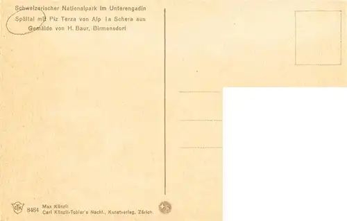 AK / Ansichtskarte  Spoeltal_Spoel_Zernez_GR mit Piz Terza von Alp la Schera Gemaelde