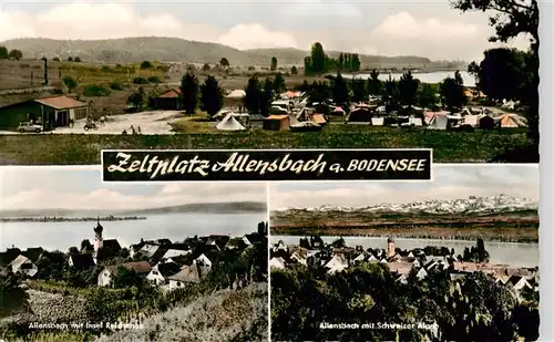 AK / Ansichtskarte 73940738 Allensbach_Bodensee Zeltplatz Insel Reichenau Schweizer Alpenblick