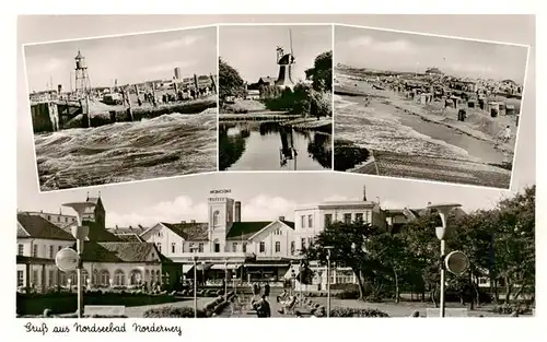 AK / Ansichtskarte  Norderney_Nordseebad Sturm Muehle Strand Hotel Park