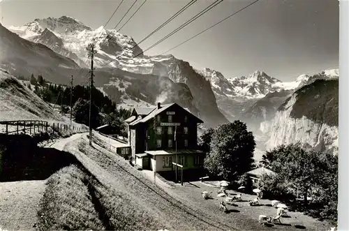 AK / Ansichtskarte  Wengen__BE Hotel Schweizerheim mit Jungfrau und Breithorn