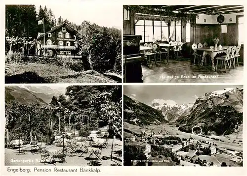 AK / Ansichtskarte  Engelberg__OW Pension Restaurant Baenklialp Restauant Gartenpartie Panorama