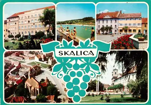 AK / Ansichtskarte 73940901 Skalica_Skalitz_SK Statna okresna nemocnica Kupalisko v Zlatnickej doline Hotel Tatran Pohlad na mesto Namestie slobody