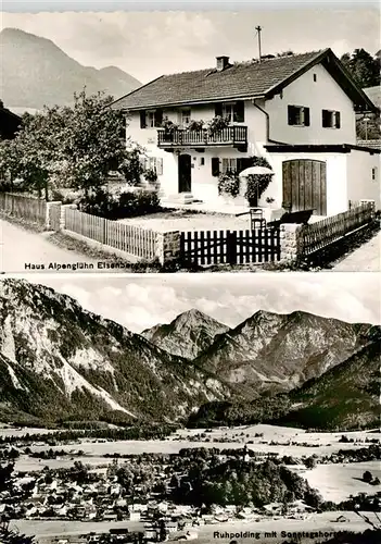 AK / Ansichtskarte 73940967 Ruhpolding Haus Alpengluehn Eisenbergershaus Fliegeraufnahme mit Sonntagshorn