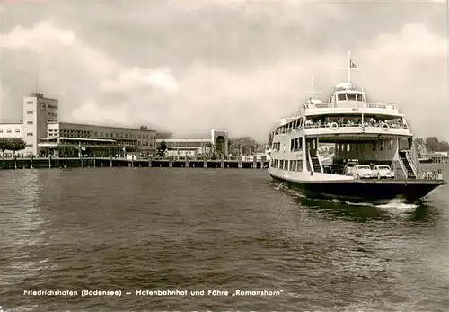 AK / Ansichtskarte  Friedrichshafen_Bodensee Hafenbahnhof und Faehre Romanshorn