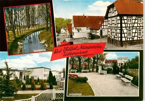 AK / Ansichtskarte  Massenheim_Bad_Vilbel Bachpartie Strassenpartie Hasenpfad Gruenanlage