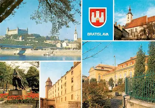 AK / Ansichtskarte  Bratislava_Pressburg_Pozsony_SK Petrzalky na hrad Goticky dom Vajanskeho nabrezie Hrad Pioniersky dom Kl Gottwaldo Grassalkovichov palac