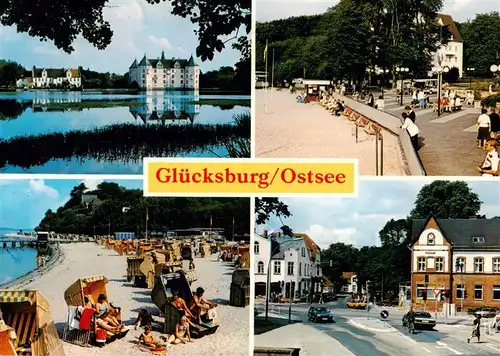 AK / Ansichtskarte  Gluecksburg__Ostseebad Schloss Promenade Strand Ortspartie