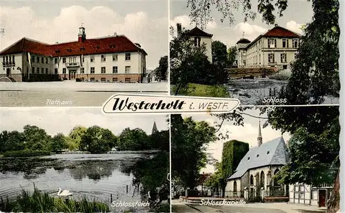 AK / Ansichtskarte  Westerholt_Westfalen Rathaus Schloss Schlossteich Schlosskapelle