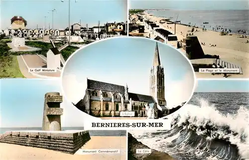 AK / Ansichtskarte  Bernieres-sur-Mer_14_Calvados Le Golf Miniature La Plage et le Monument Le Cote lEglise Monument Commemoratif