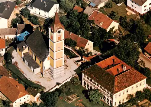 AK / Ansichtskarte  Ansfelden_Oberoesterreich_AT Pfarrkirche und Pfarrhof mit Geburtshaus Fliegeraufnahme