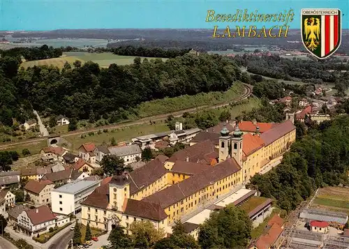 AK / Ansichtskarte  Lambach_Traun_Oberoesterreich_AT Fliegeraufnahme mit Benediktinerstift