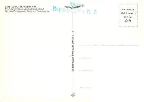 AK / Ansichtskarte 73941154 Rappottenstein_Niederoesterreich_AT Fliegeraufnahme mit Burg Rappottenstein