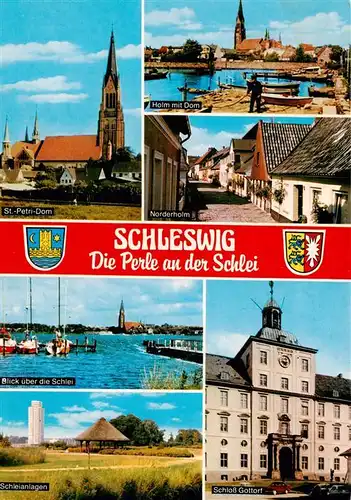 AK / Ansichtskarte 73941213 Schleswig_Schlei_Erfde St. Petri Dom Holm Norderholm Blick ueber die Schlei Schloss Gottorf Park