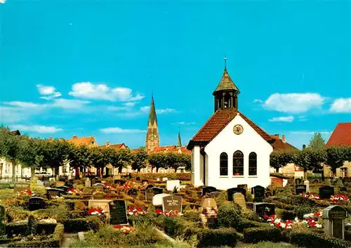 AK / Ansichtskarte 73941219 Holm_Schleswig_Schlei Friedhof mit Kapelle Blick zum Dom