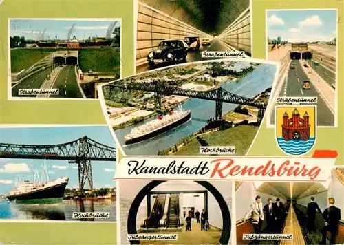 AK / Ansichtskarte 73941244 Rendsburg Hochbruecke ueber dem Nord-Ostsee-Kanal Strassentunnel Fussgaengertunnel