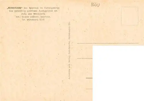 AK / Ansichtskarte  Sparneck_Fichtelgebirge Ausflugslokal Heimatliebe