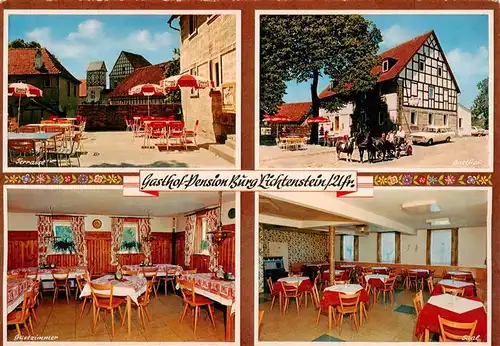 AK / Ansichtskarte 73941261 Lichtenstein_Pfarrweisach Gasthof Pension Burg Lichtenstein Gastraeume Terrasse