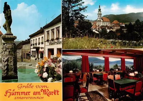 AK / Ansichtskarte  Stadtsteinach Ortszentrum Huemmer am Markt Brunnen Kirche