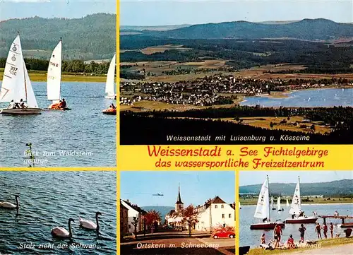 AK / Ansichtskarte 73941271 Weissenstadt_Bayern Freizeitzentrum am See Luisenburg Koesseine Waldsteingebirge Schwaene Strandpromenade