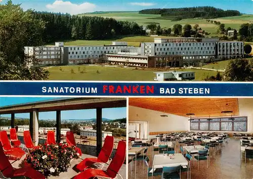 AK / Ansichtskarte  Bad_Steben Sanatorium Franken der BfA Kurklinik Speisesaal Terrasse