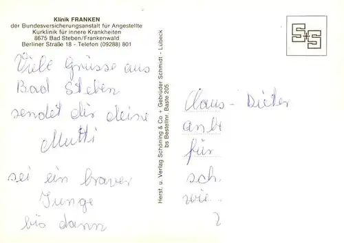 AK / Ansichtskarte 73941289 Bad_Steben Klinik Franken der BfA Kurklinik