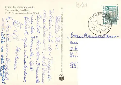 AK / Ansichtskarte  Schwarzenbach_am_Wald Ev. Jugendtagungsstaette Christian-Keysser-Haus