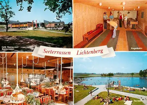 AK / Ansichtskarte 73941309 Lichtenberg_Oberfranken Café Restaurant Seeterrassen Kegelbahn