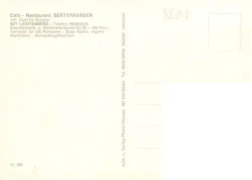 AK / Ansichtskarte  Lichtenberg_Oberfranken Café Restaurant Seeterrassen Kegelbahn