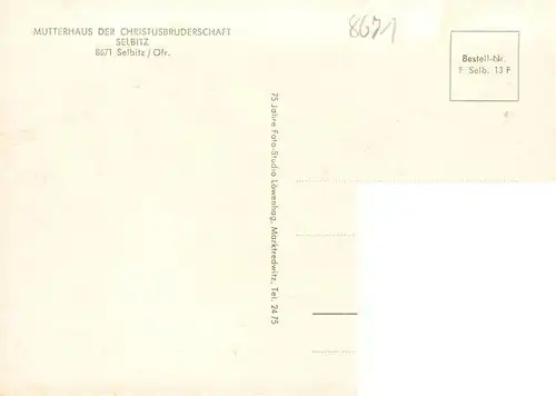 AK / Ansichtskarte 73941315 Selbitz__Oberfranken Mutterhaus der Christusbruderschaft