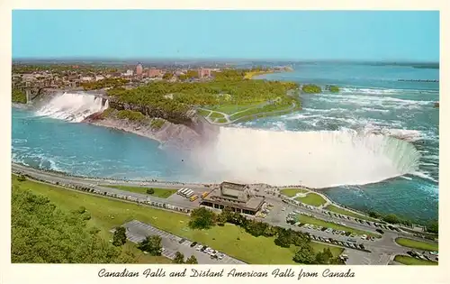 AK / Ansichtskarte 73941322 Niagara_Falls_Ontario_Canada Canadian Falls and distant American Falls from Canada aerial view