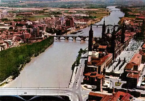 AK / Ansichtskarte  Zaragoza_Saragossa_ES Puente de Santiago y Basilica del Pilar