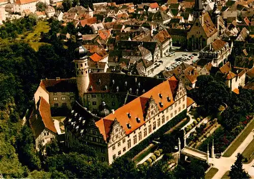 AK / Ansichtskarte 73941353 Weikersheim Fliegeraufnahme mit Schloss und Marktplatz