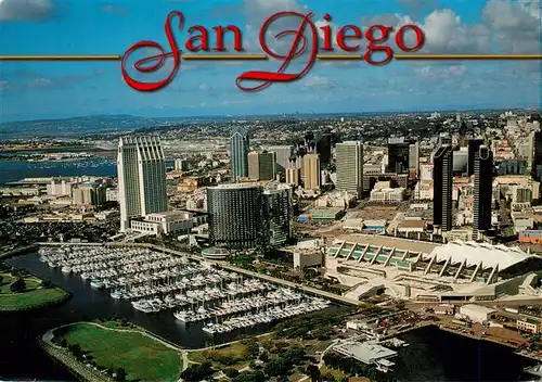 AK / Ansichtskarte 73941380 San_Diego_California_USA Convention Center hotels and marina Aerial view