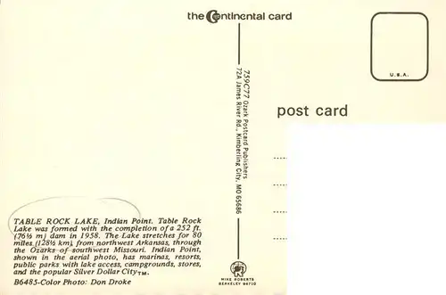 AK / Ansichtskarte  Table_Rock_Lake_Branson_Missouri_USA Fliegeraufnahme