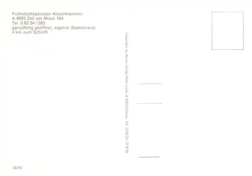 AK / Ansichtskarte  Zell_Moos_Mondsee_Oberoesterreich_AT Fruehstueckspension Kriechhammer Gaststube Zimmer