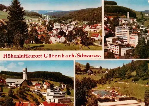 AK / Ansichtskarte  Guetenbach_Schwarzwald Panorama Teilansichten Freibad