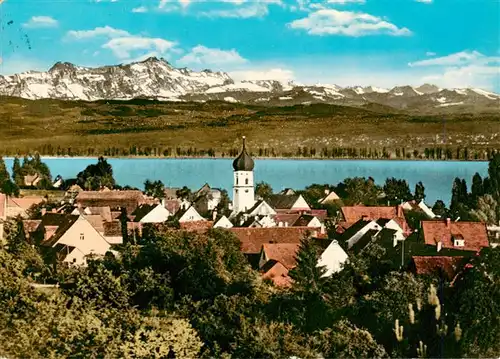 AK / Ansichtskarte 73941516 Allensbach_Bodensee Panorama mit Schweizer Alpen