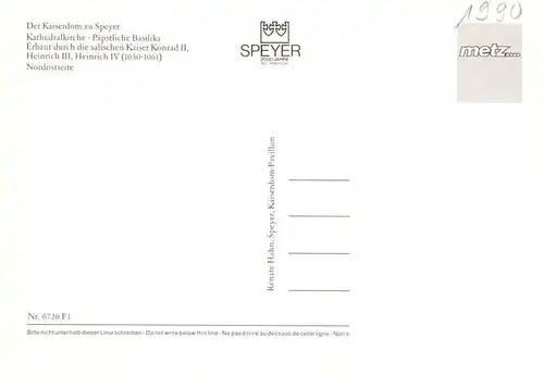AK / Ansichtskarte  Speyer_Rhein Der Kaiserdom Kathedralkirche Paepstliche Basilika