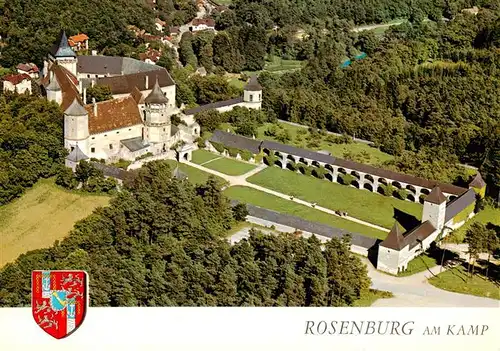 AK / Ansichtskarte  Rosenburg_Kamp_Waldviertel_AT Fliegeraufnahme mit Burg Torturm Turnierhof und Arkaden