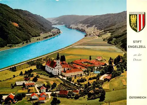 AK / Ansichtskarte  Engelhartszell_Donau_Oberoesterreich_AT Fliegeraufnahme mit Stift Engelszell